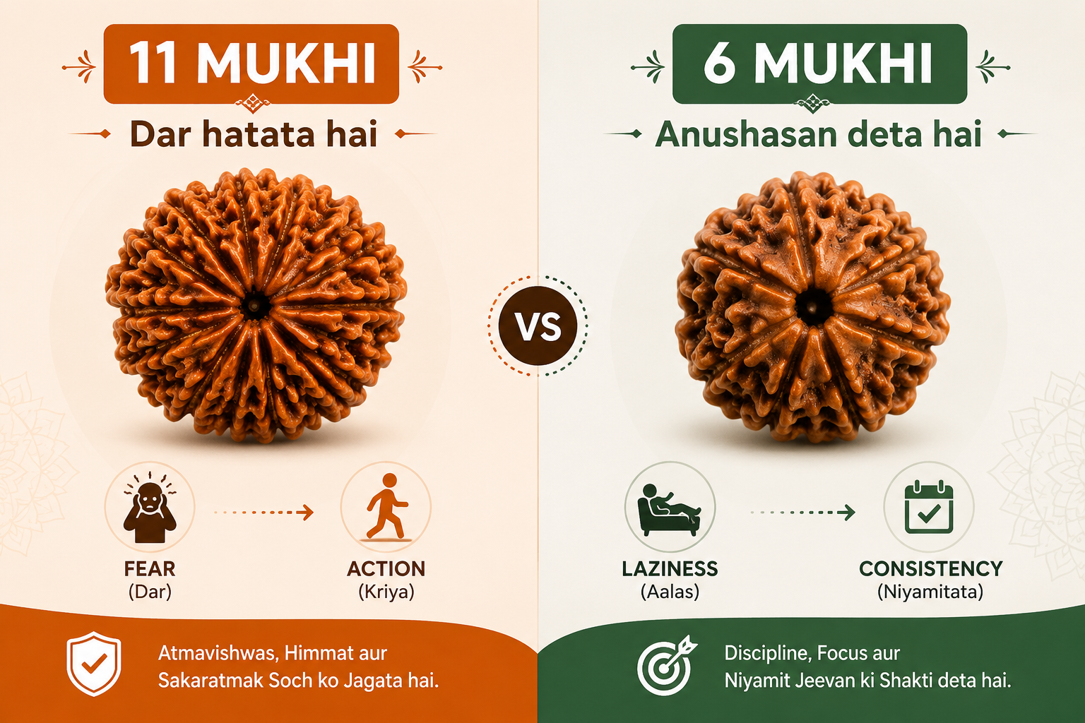 11 Mukhi vs 6 Mukhi Rudraksha Difference Comparison Fear vs Discipline - Suyagya India